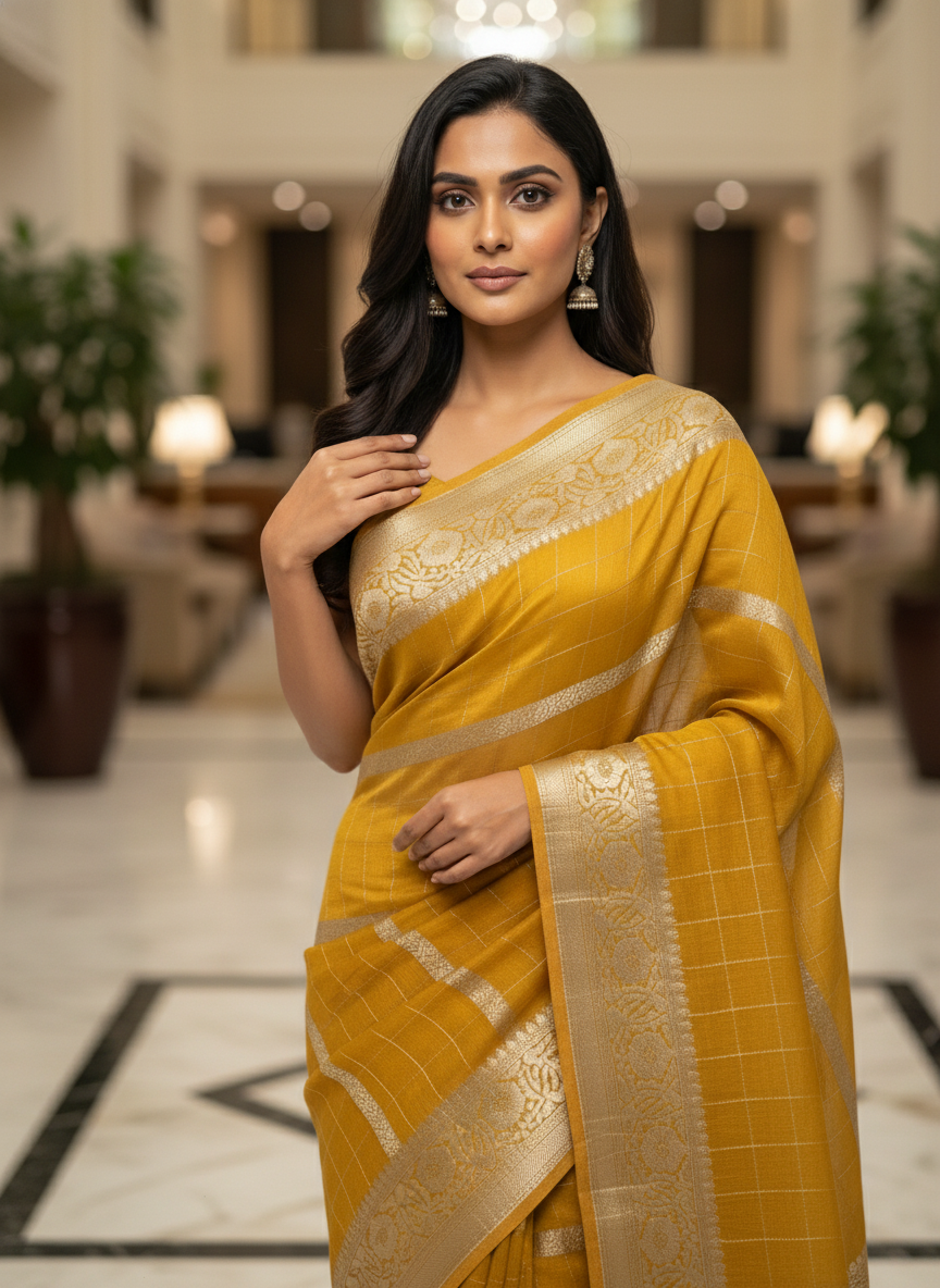 Parrot green  Silk Saree with Woven Border| AS-00242