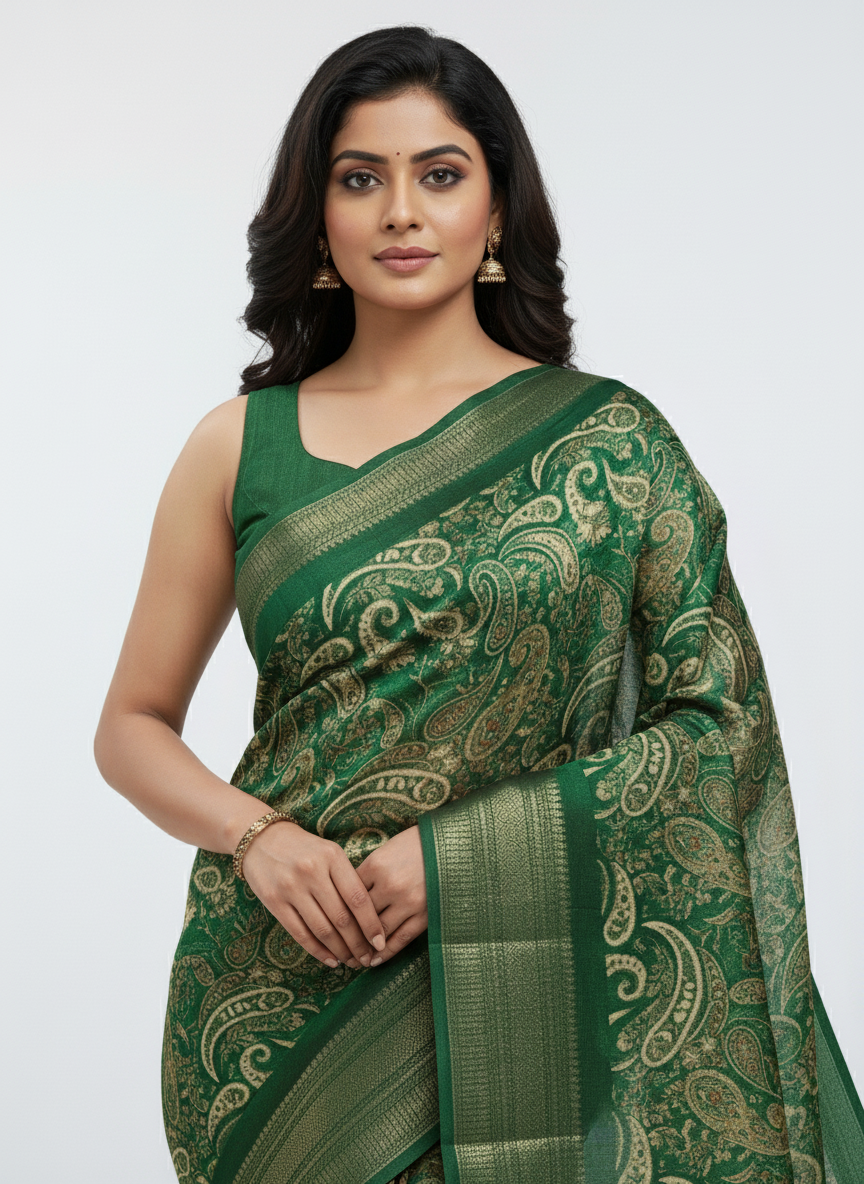 Black Multicolor Saree with Pattern Print | AS-00109