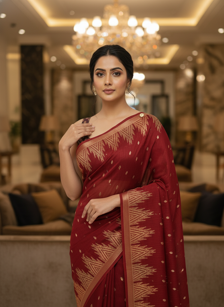 Pink Multicolor Saree with Pattern Print | AS-00114