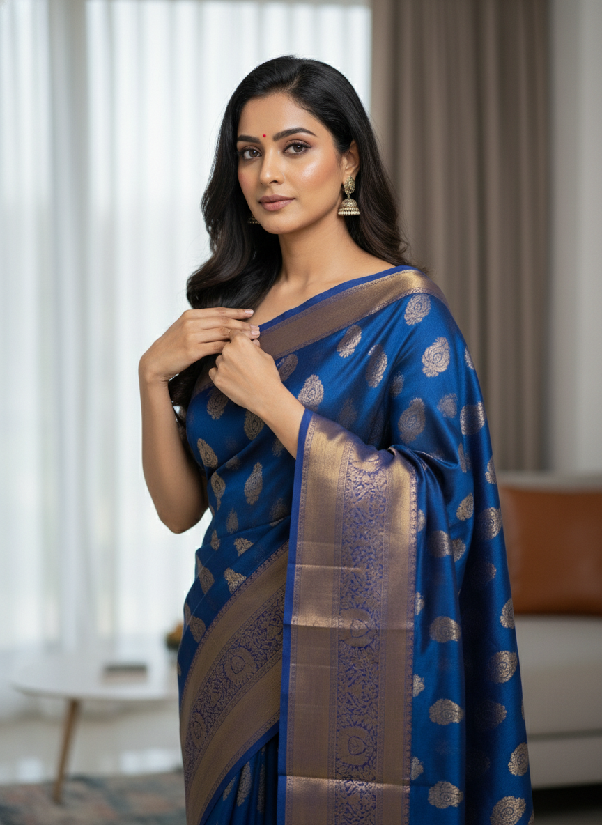 Green Kanchipuram Silk Saree With Butta Design| AS-00144