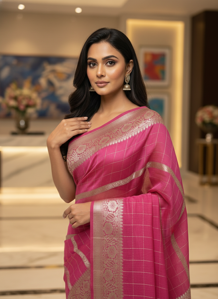 Parrot green  Silk Saree with Woven Border| AS-00242