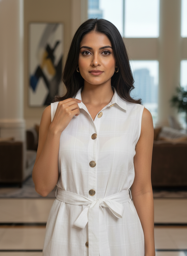 The White comfort party frock| AS-00189