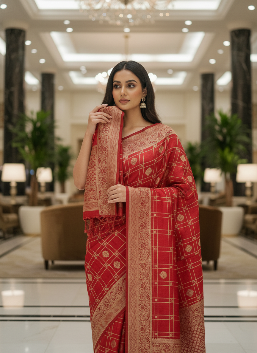 Wine Silk Saree with Woven Border| AS-00243