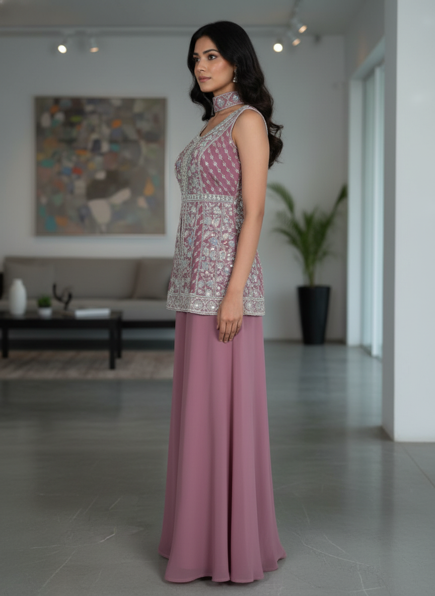 Light Blue silk Palazzo Set With Dupatta| AS-00256