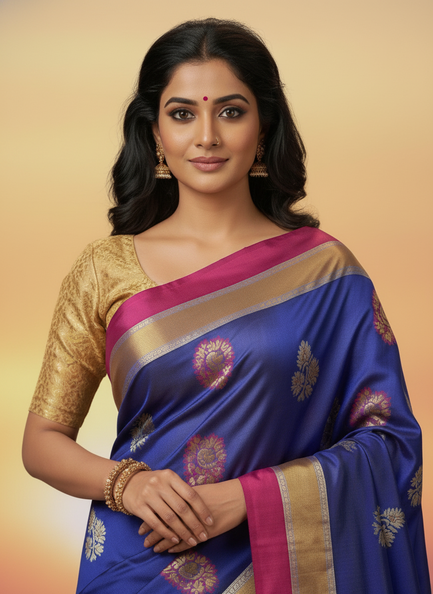 Navy Pure Kancheepuram Silk Saree |AS-0064