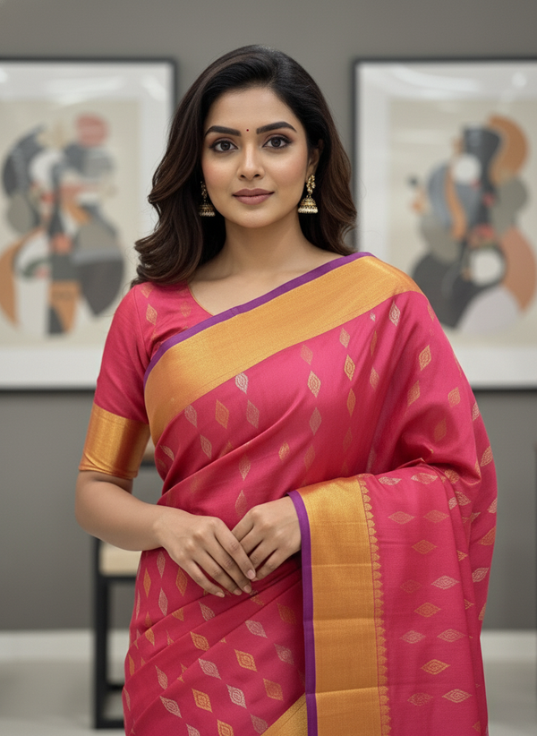 Peach Pure Kancheepuram Silk Saree |AS-0078