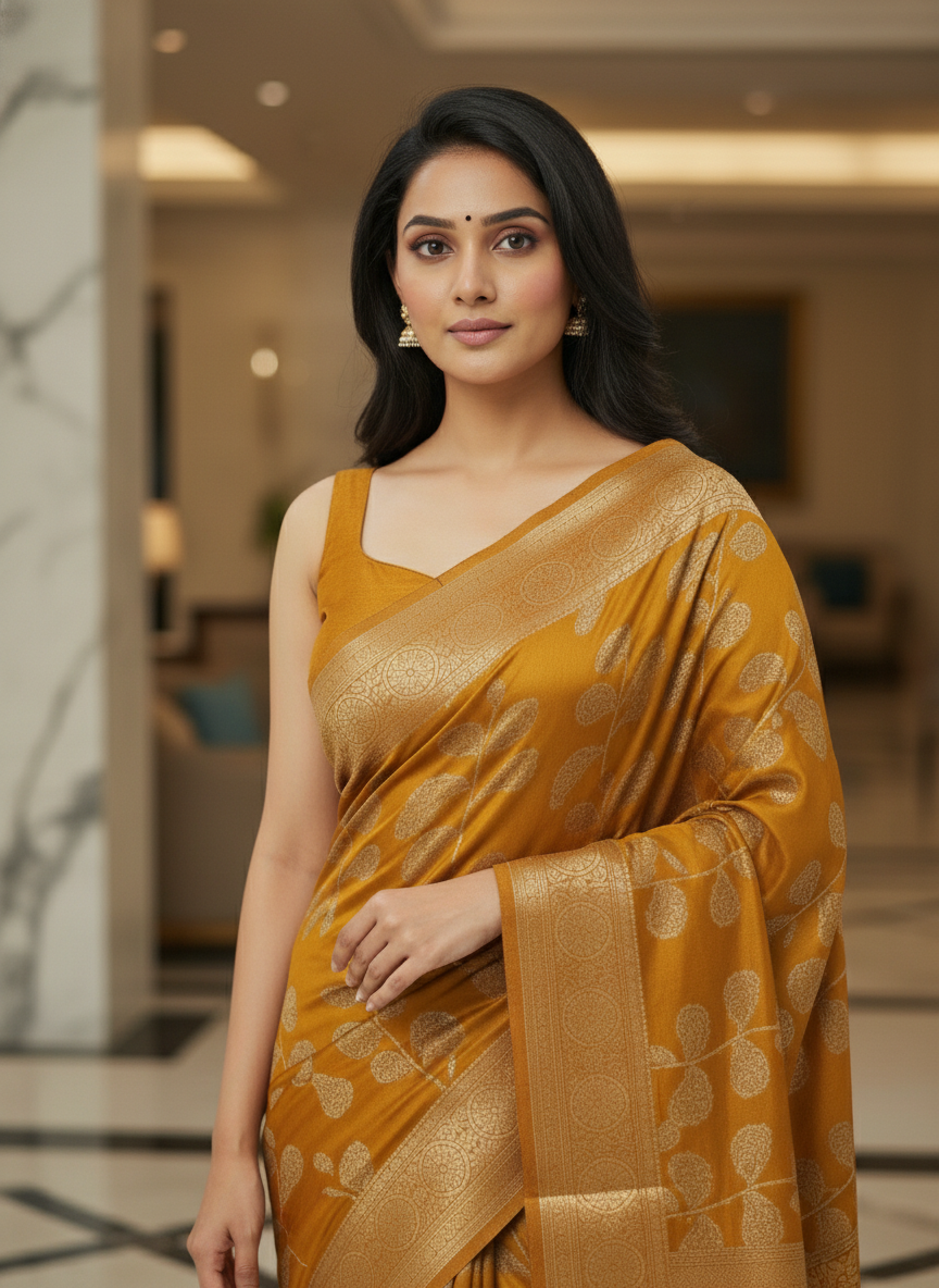 Emerald blue  Printed Soft chiffon Saree | AS-0091