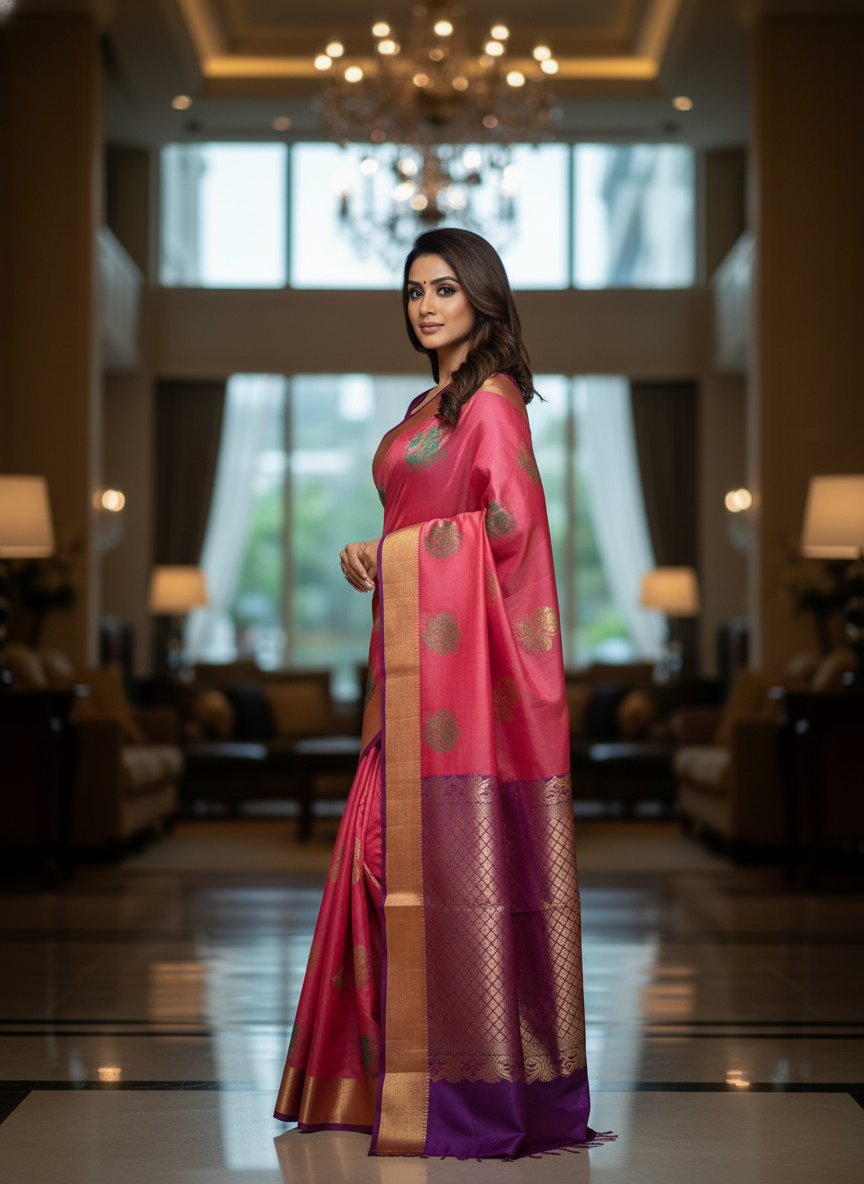 Silk Saree in  with Zari Border|AS-0060