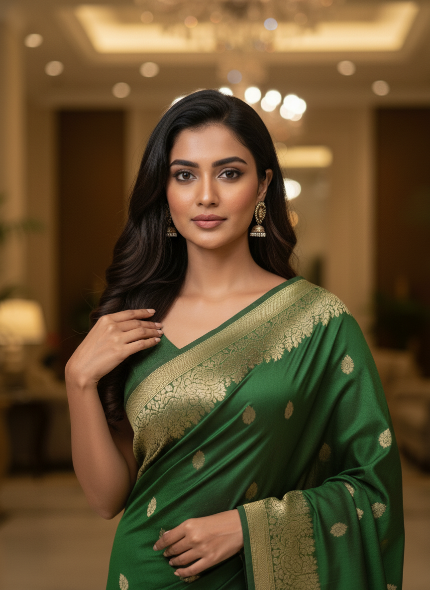 Mustrad Silk Saree with Woven Border| AS-00244