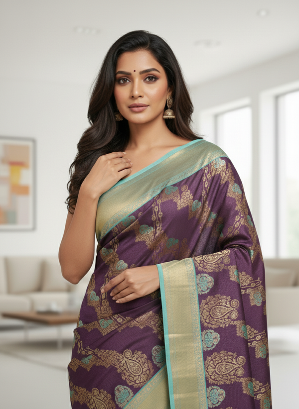Semi silk Kanchipuram With Butta Design| AS-00132