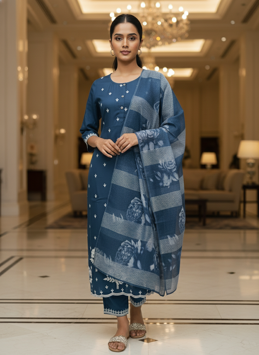 Elegant wine Kurta Set with Banarasi Dupatta| AS-00191