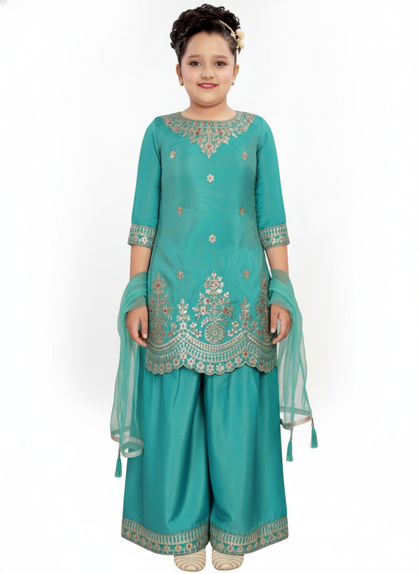 Rama green  Lehenga Choli And Dupatta For Girls| AS-K18