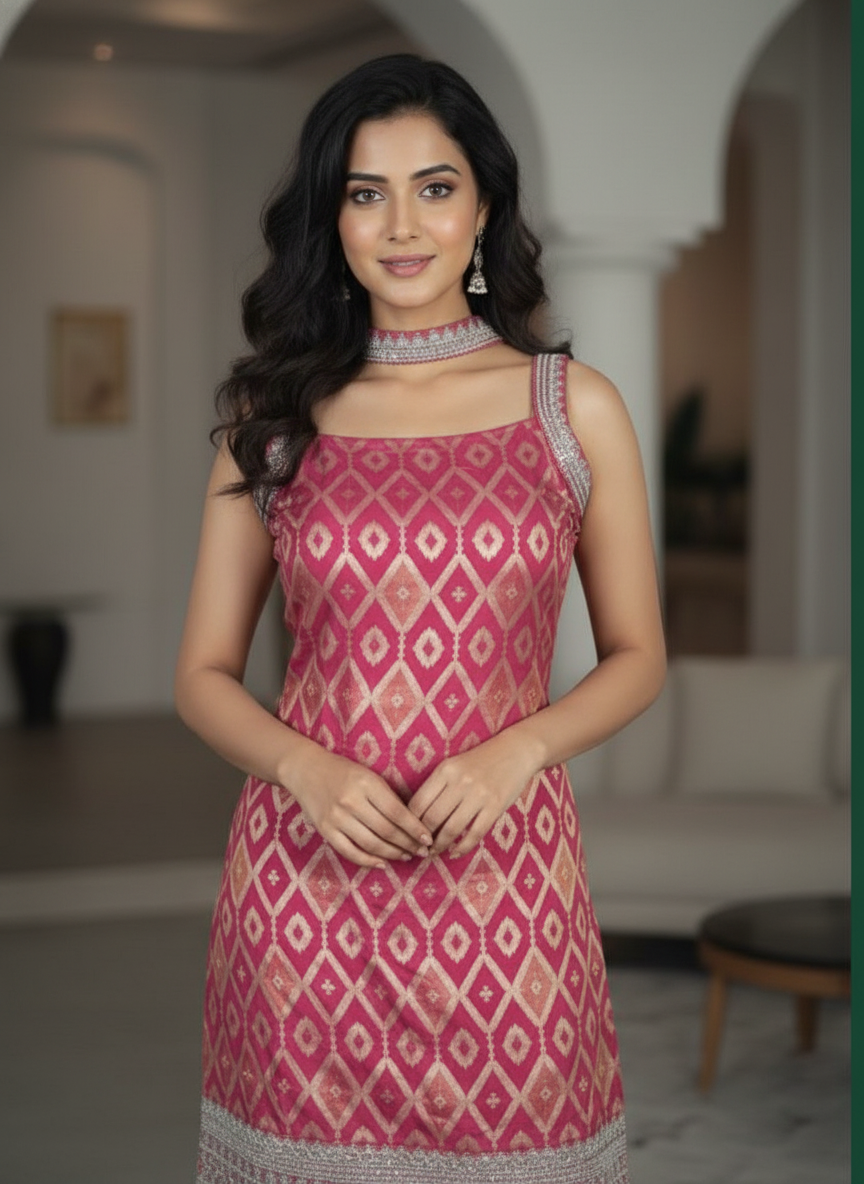 Navy Blue silk Palazzo Set With Dupatta| AS-00261