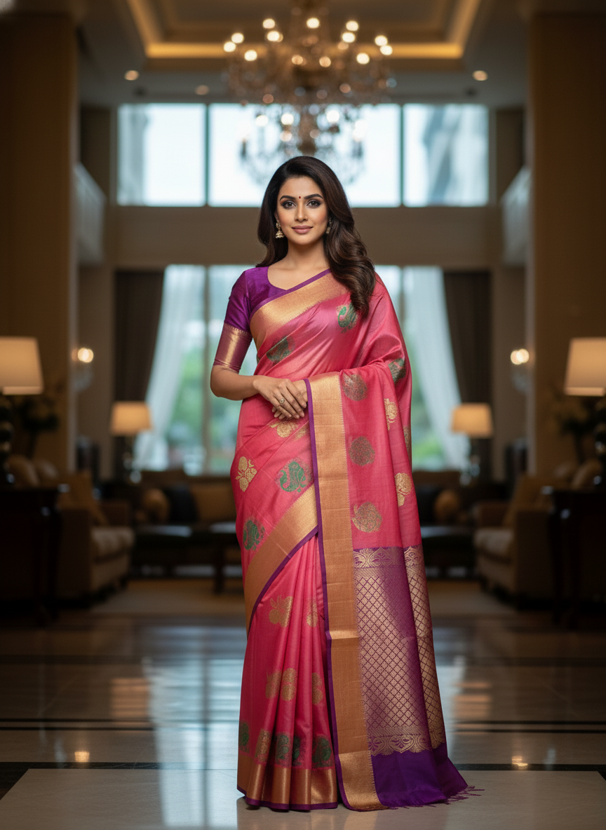Silk Saree in  with Zari Border|AS-0060