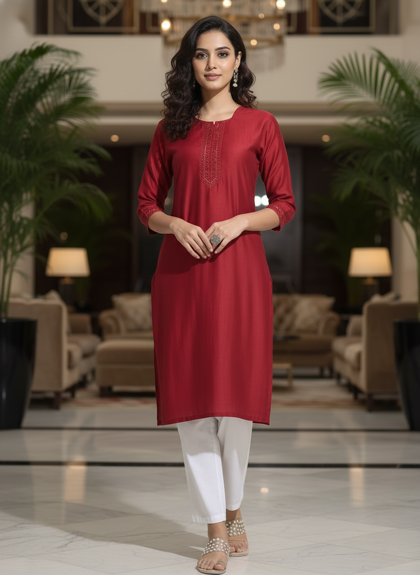 Mustard solid  straight cut kurta | AS-00166