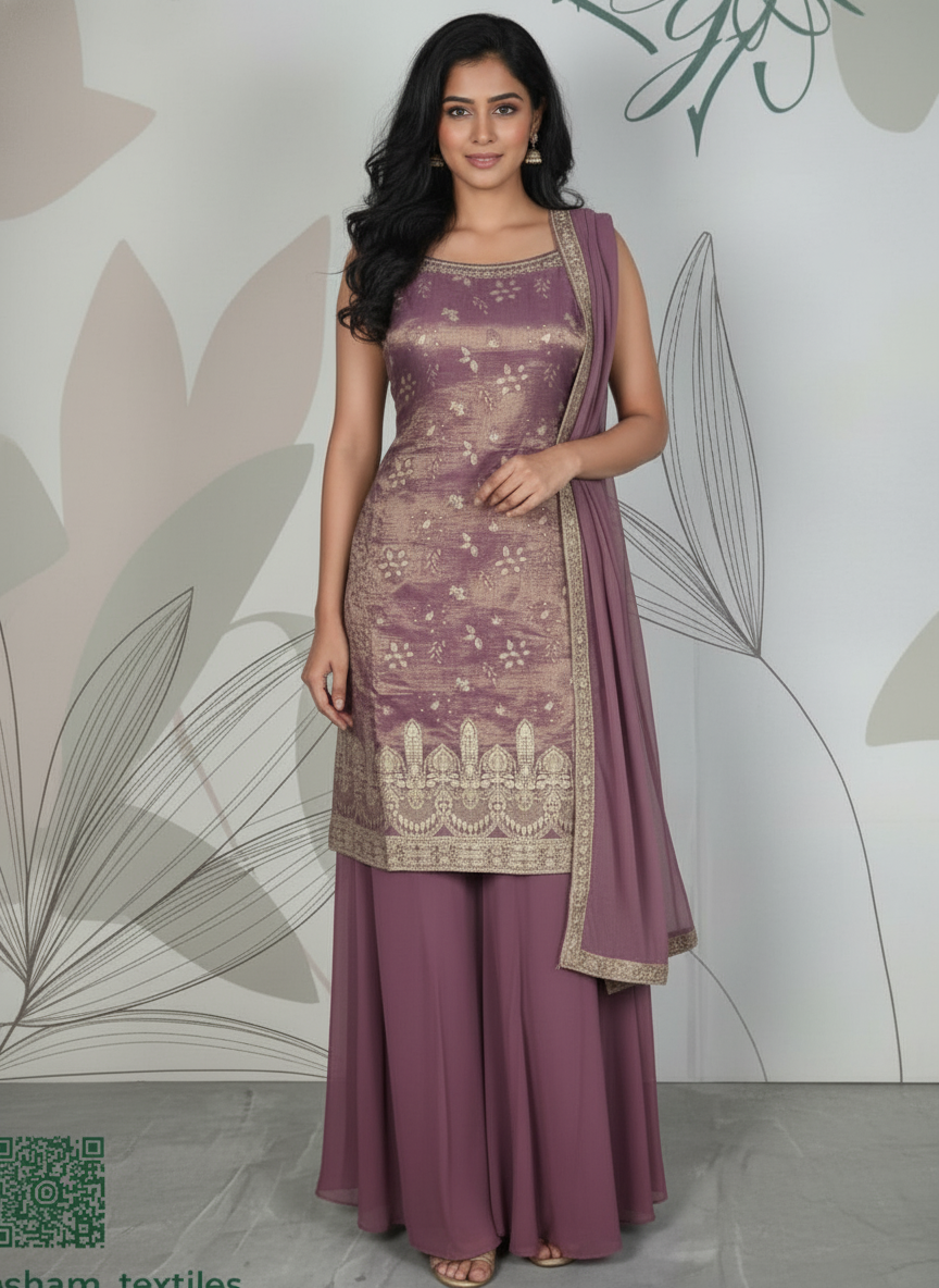 Bottle green silk Palazzo Set With Dupatta| AS-00255