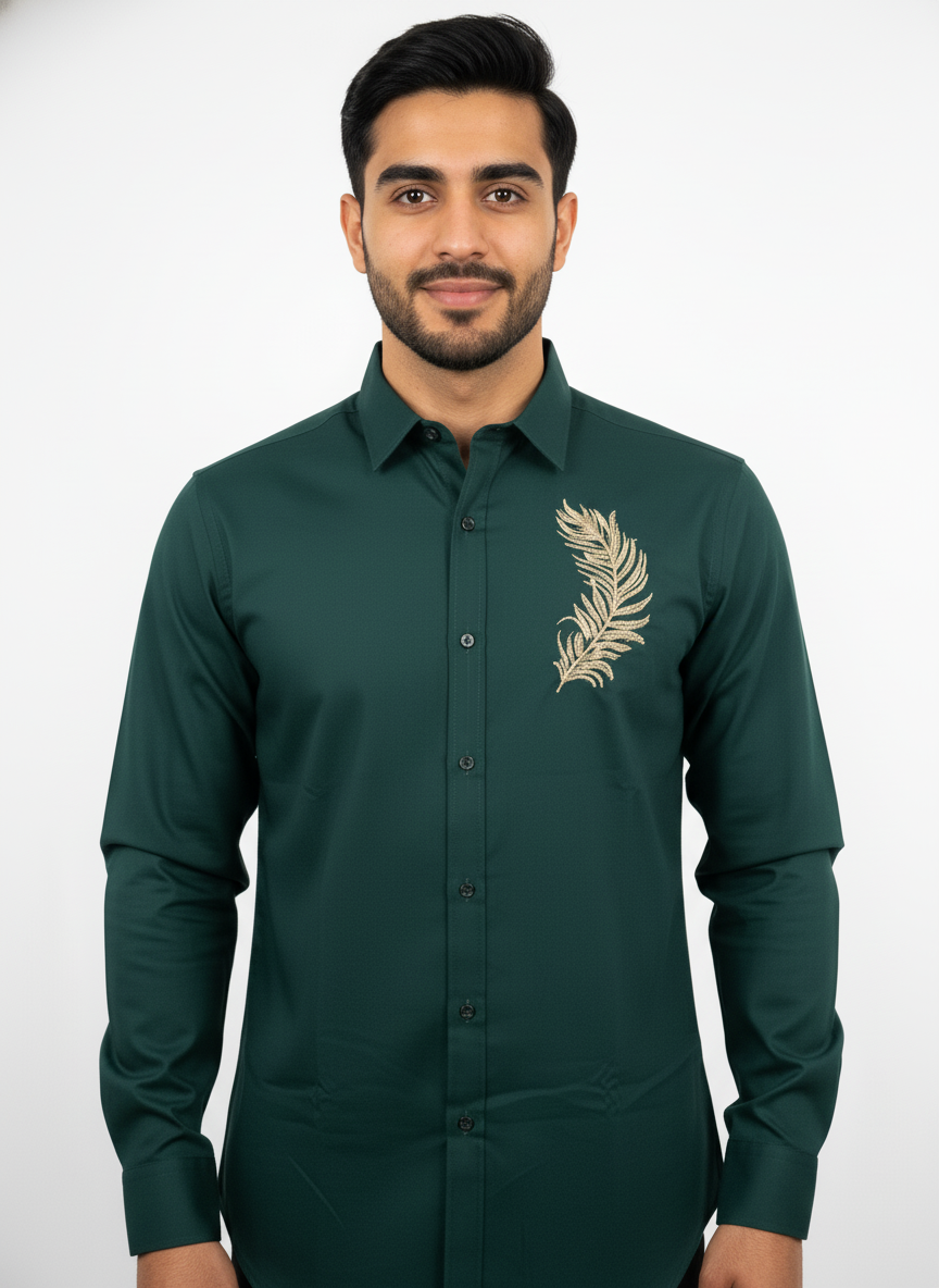 Men full sleeves thread work shirt| AS-M08