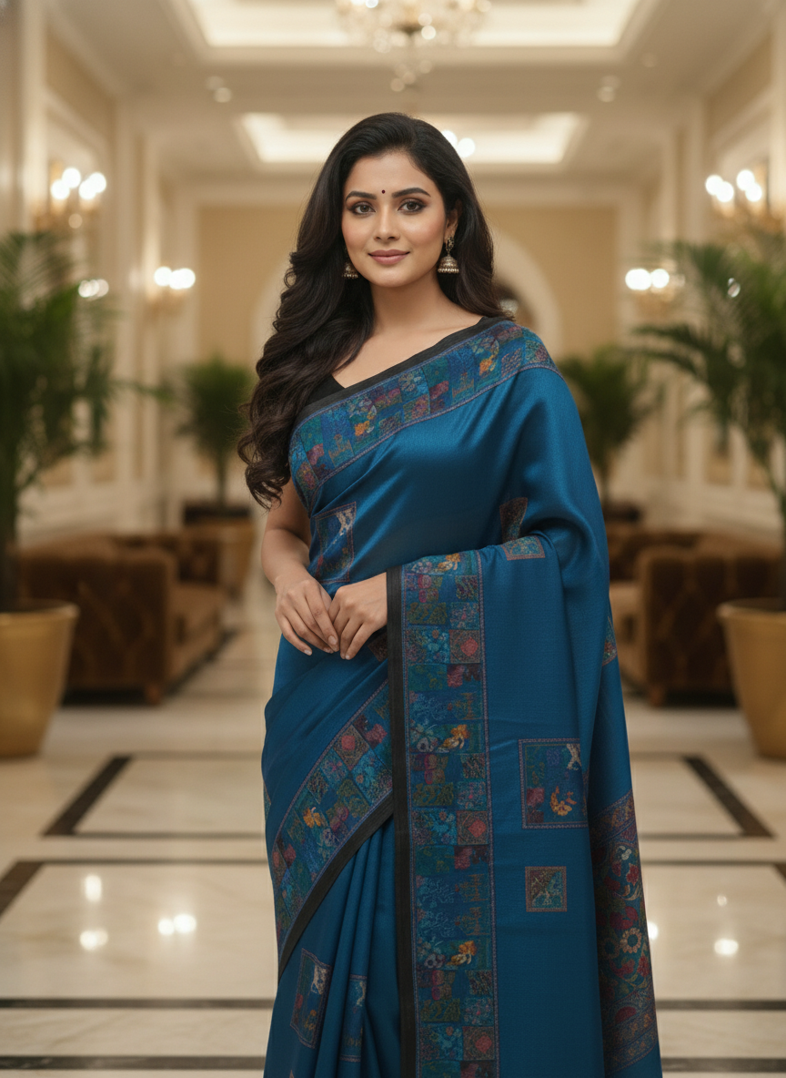 Peach Multicolor Saree with Pattern Print | AS-00113