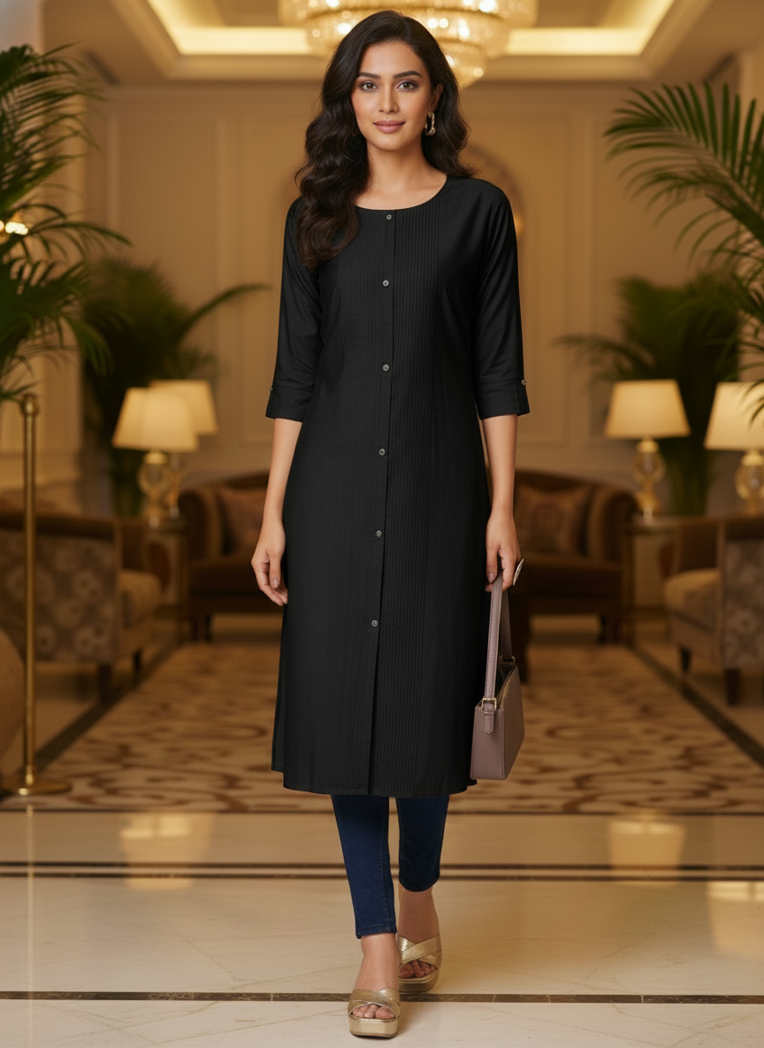 Red solid  straight cut kurta | AS-00168