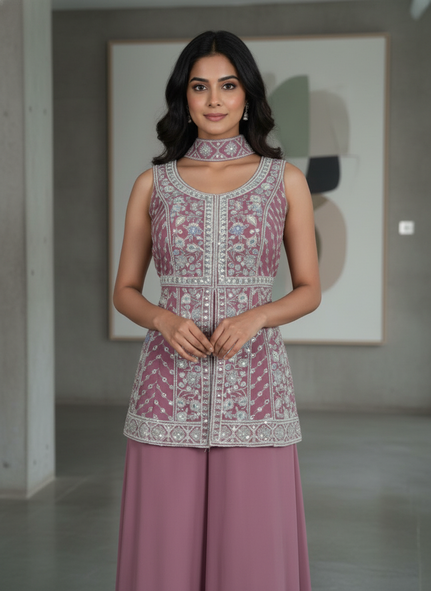 Light Blue silk Palazzo Set With Dupatta| AS-00256