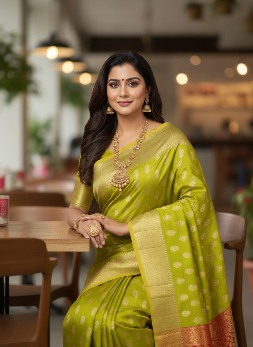 Parrot Green Pure Kancheepuram Silk Saree |AS-0074