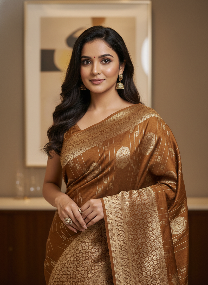 Navy Semi Silk Saree with Woven Border| AS-00247