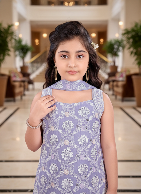 Lavender Lehenga Choli And Dupatta For Girls| AS-K16