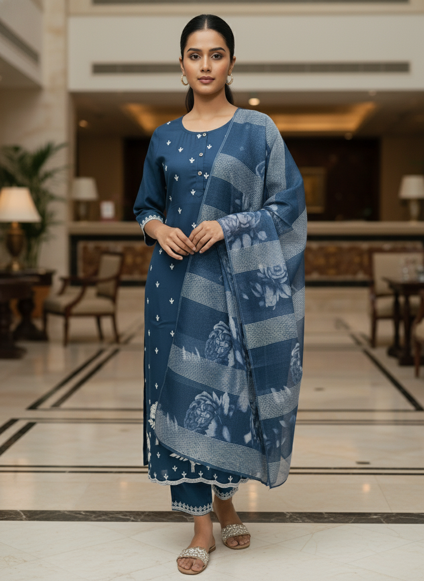 Elegant wine Kurta Set with Banarasi Dupatta| AS-00191