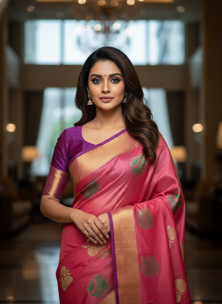 Silk Saree in  with Zari Border|AS-0060