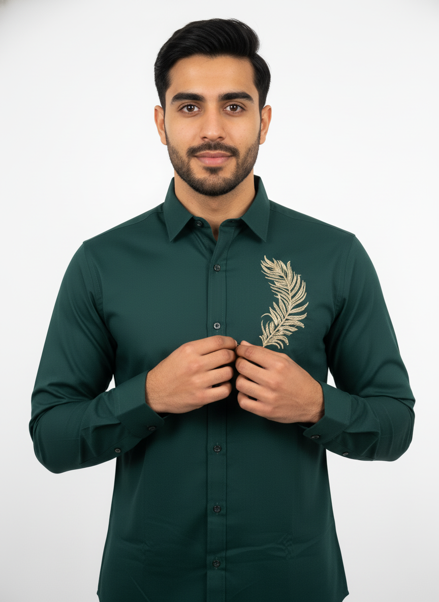 Men full sleeves thread work shirt| AS-M08