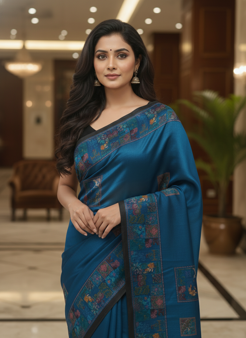 Peach Multicolor Saree with Pattern Print | AS-00113