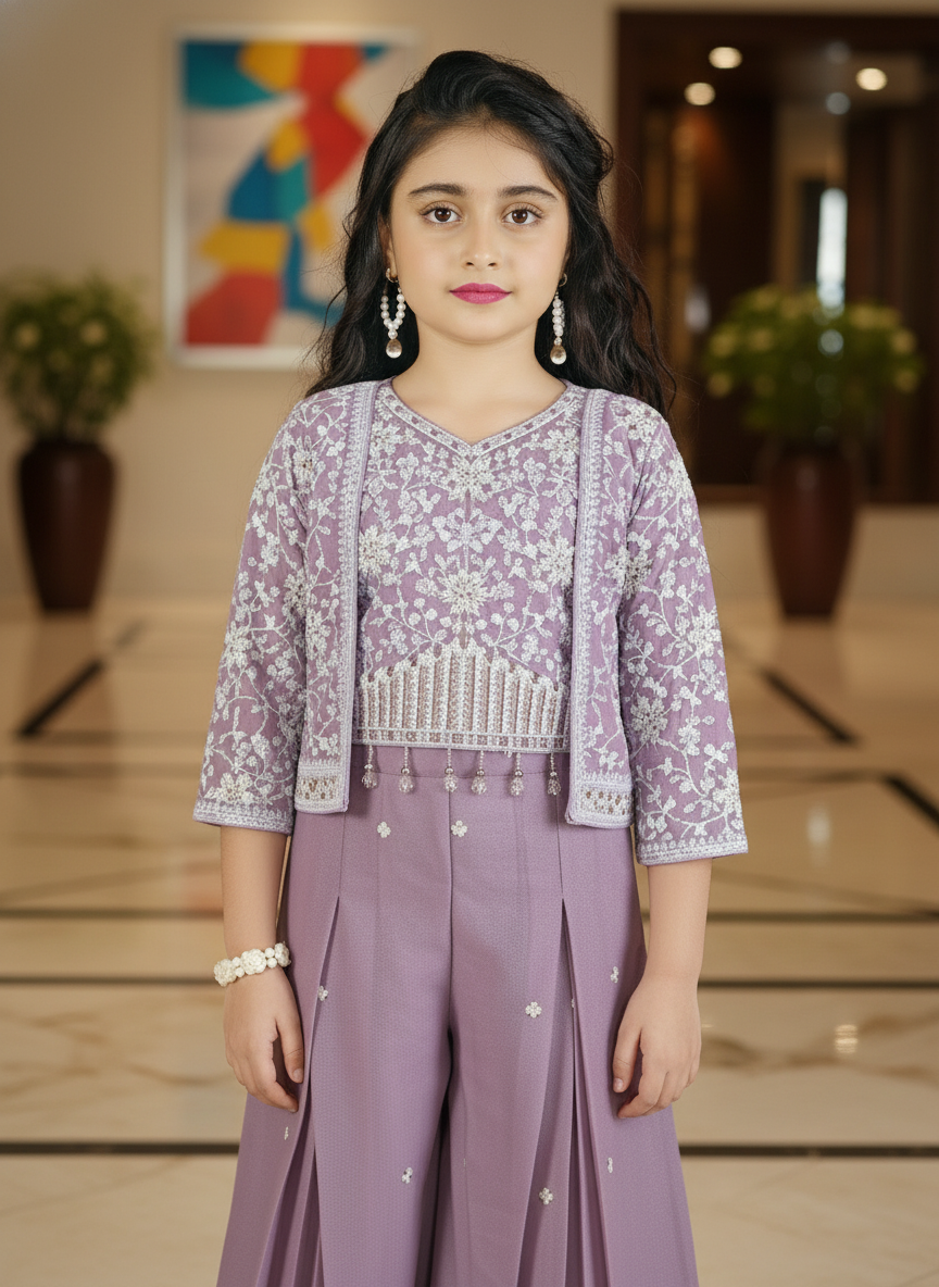 Lavender   Lehenga Choli And Dupatta For Girls| AS-K21