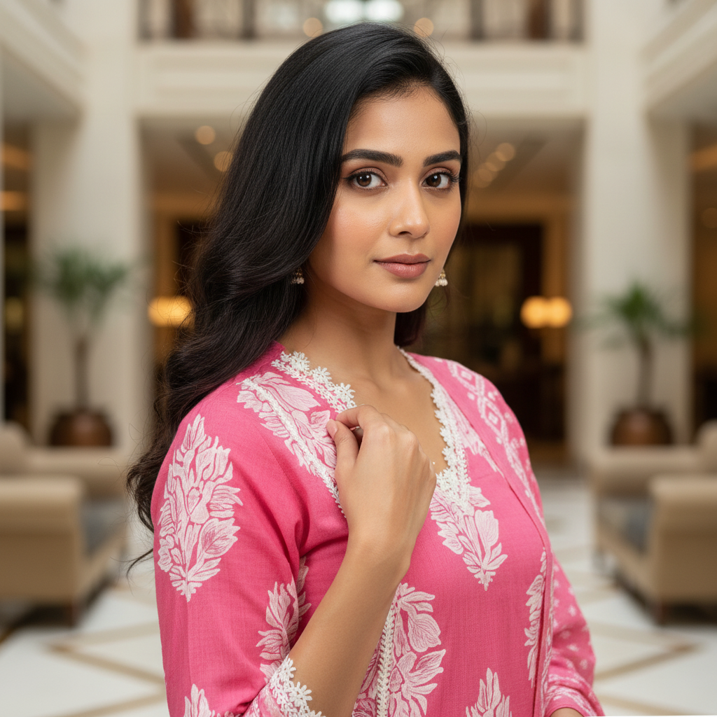 Pink Cotton Printed Salwar Suit with Dupatta| AS-00180