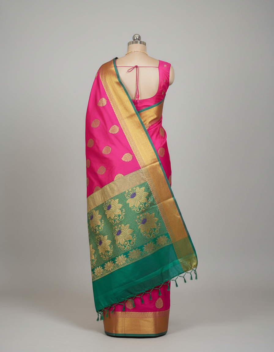 Pink Silk Woven Kanjivaram Saree|AS-0045