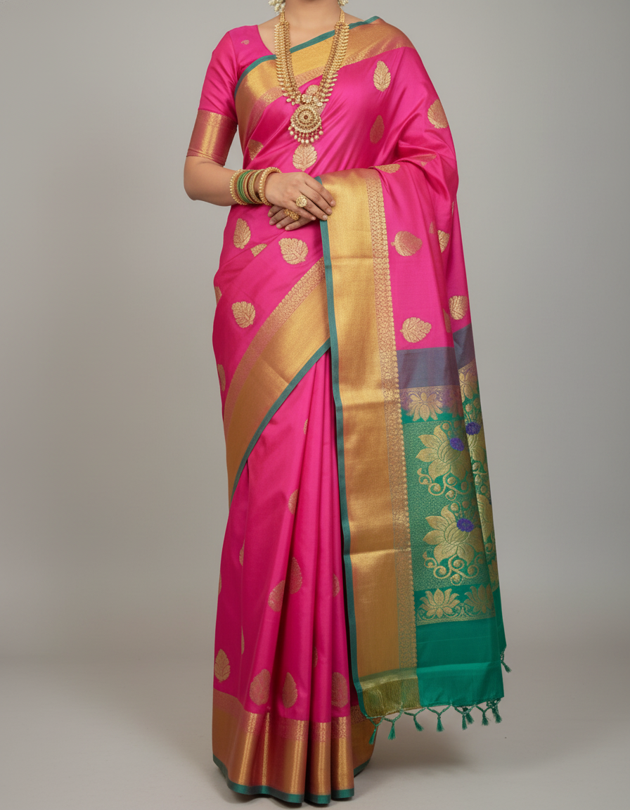 Pink Silk Woven Kanjivaram Saree|AS-0045