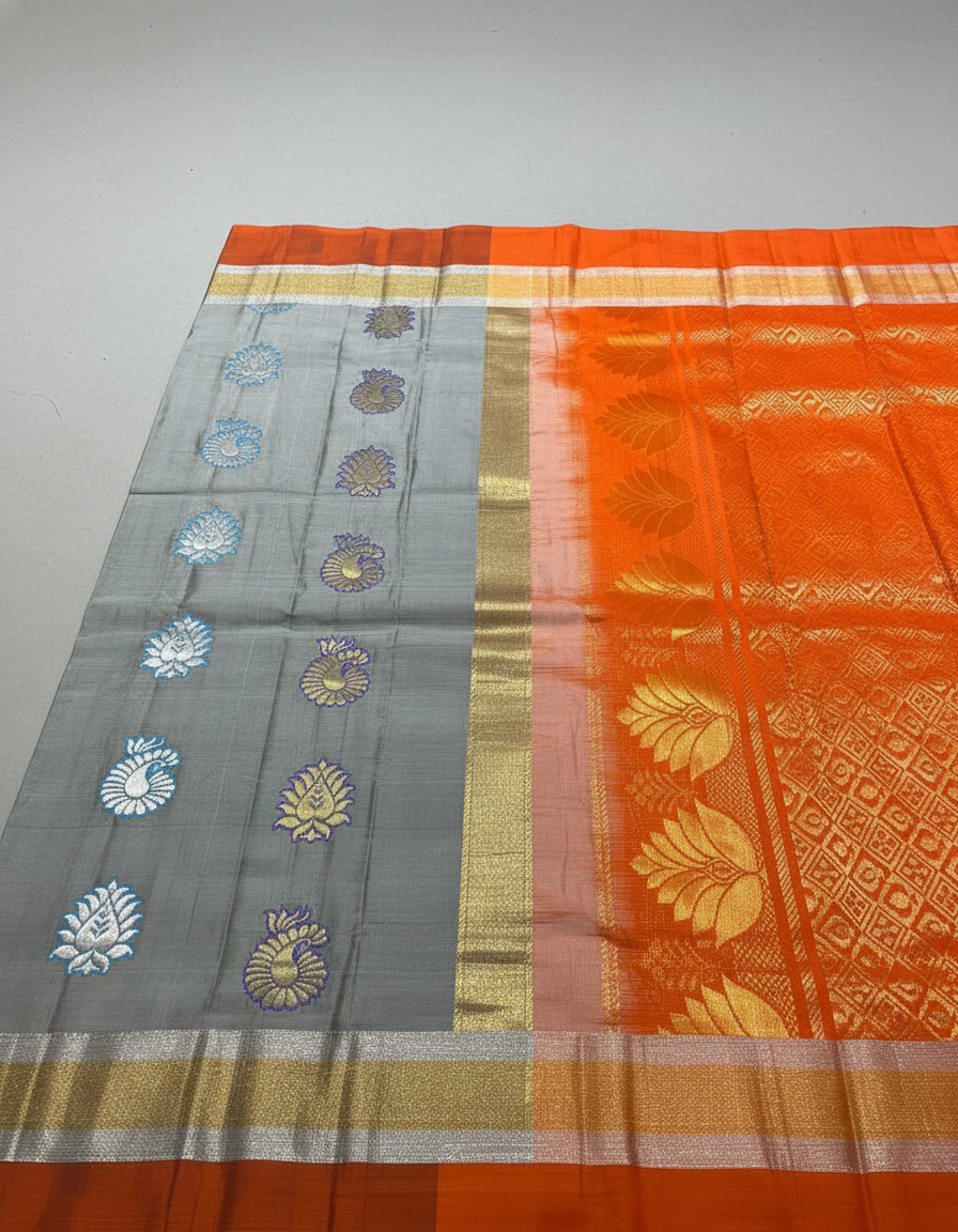 Grey Pure Kancheepuram Silk Saree |AS-0067