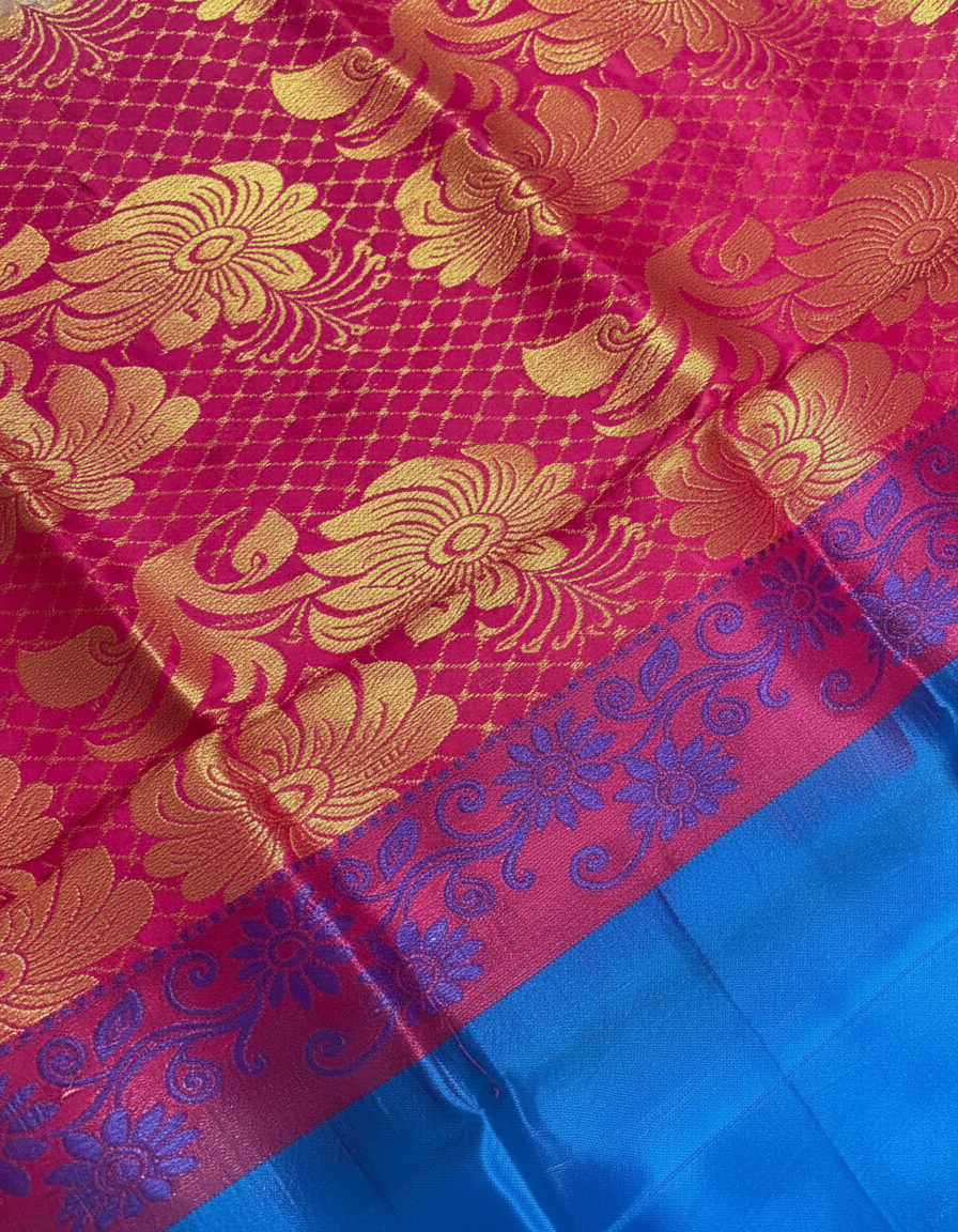 Blue Silk Saree in  with Zari Border|AS-0059