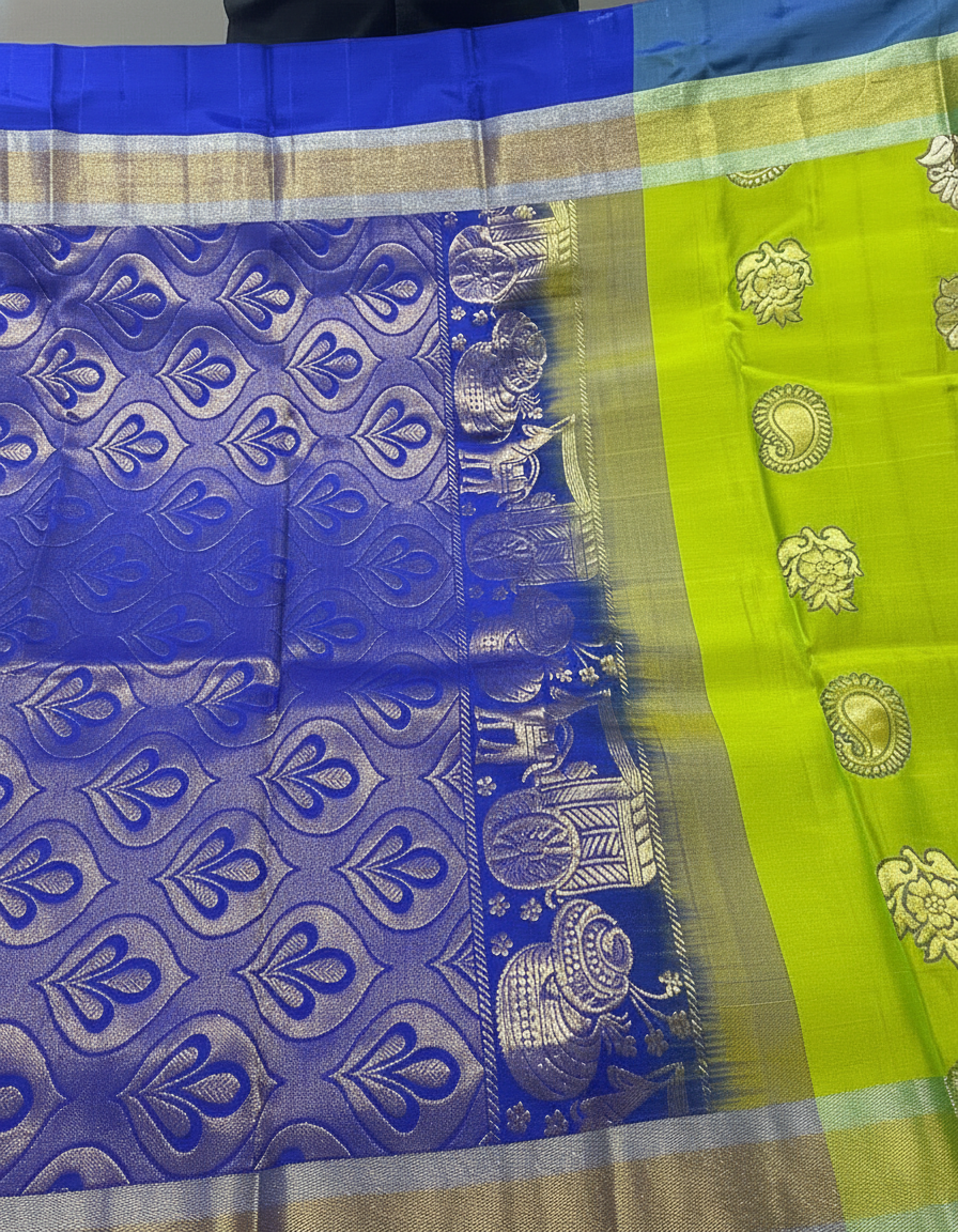 Parrot Green Pure Kancheepuram Silk Saree |AS-0066