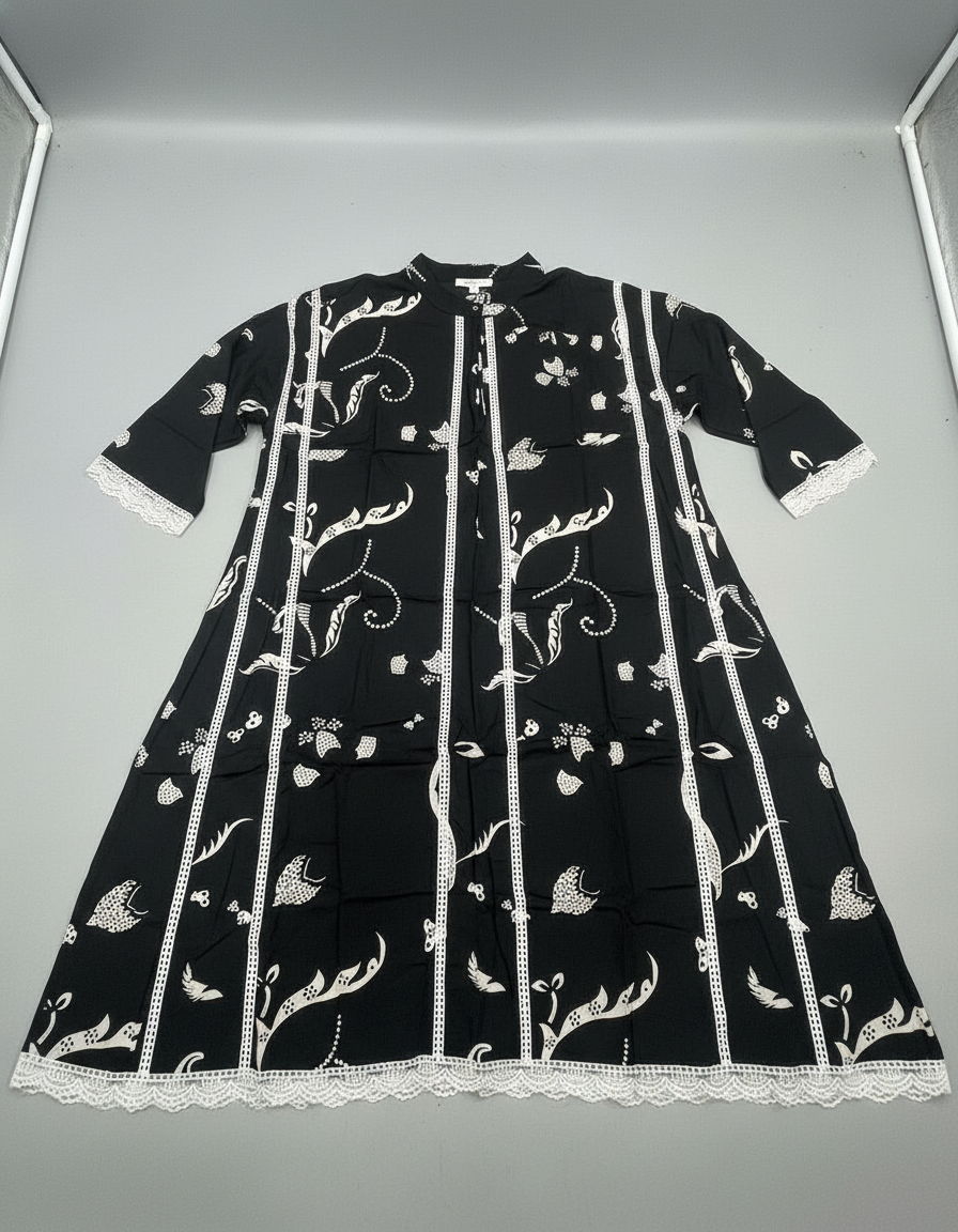 Black Cotton Printed Salwar Suit with Dupatta| AS-00176