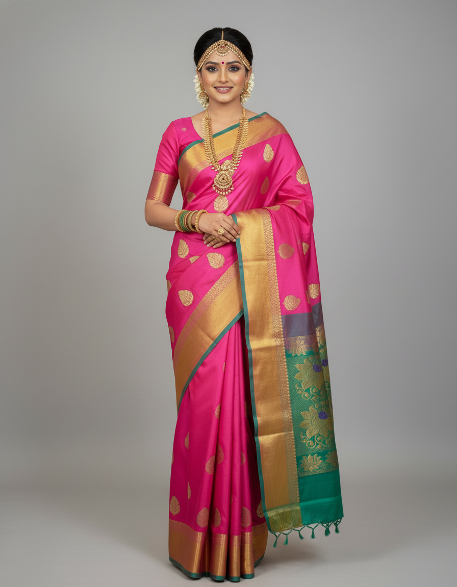 Pink Silk Woven Kanjivaram Saree|AS-0045