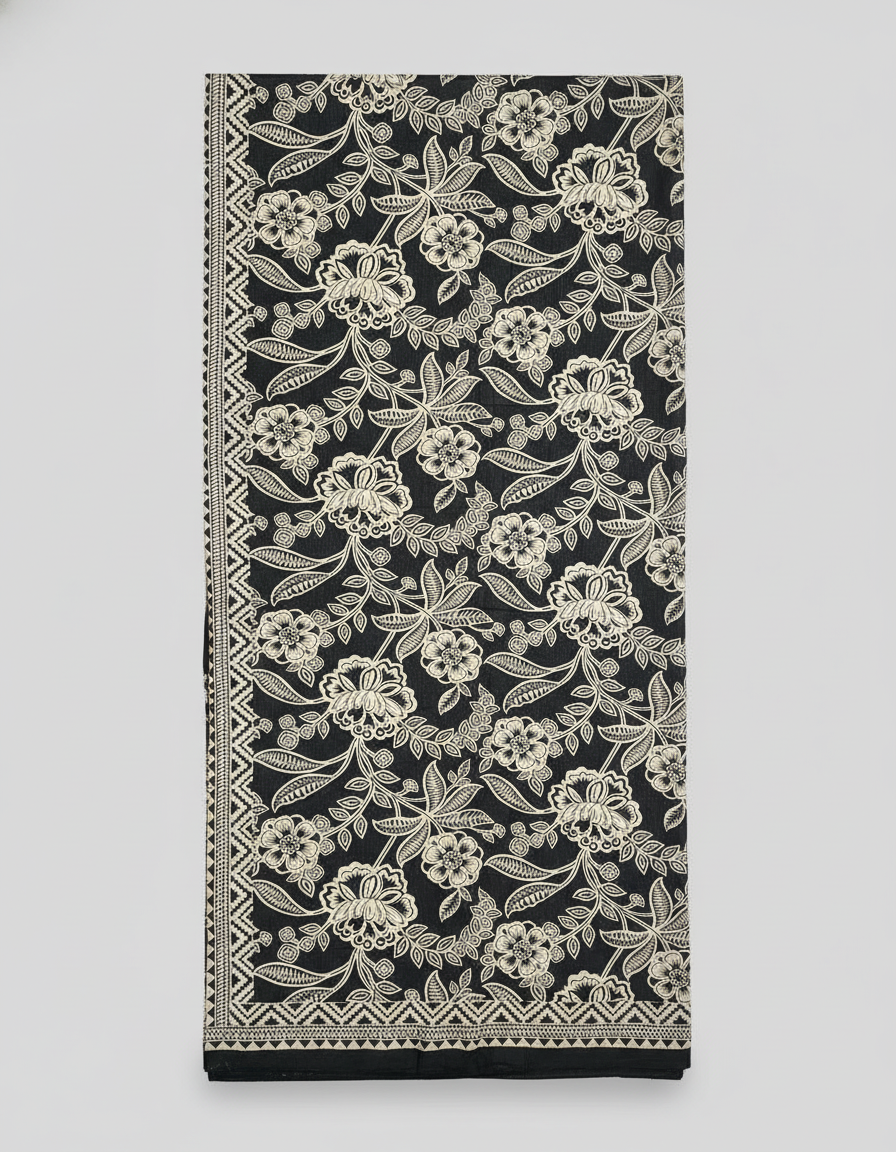 Black Cotton Printed Salwar Suit with Dupatta| AS-00176