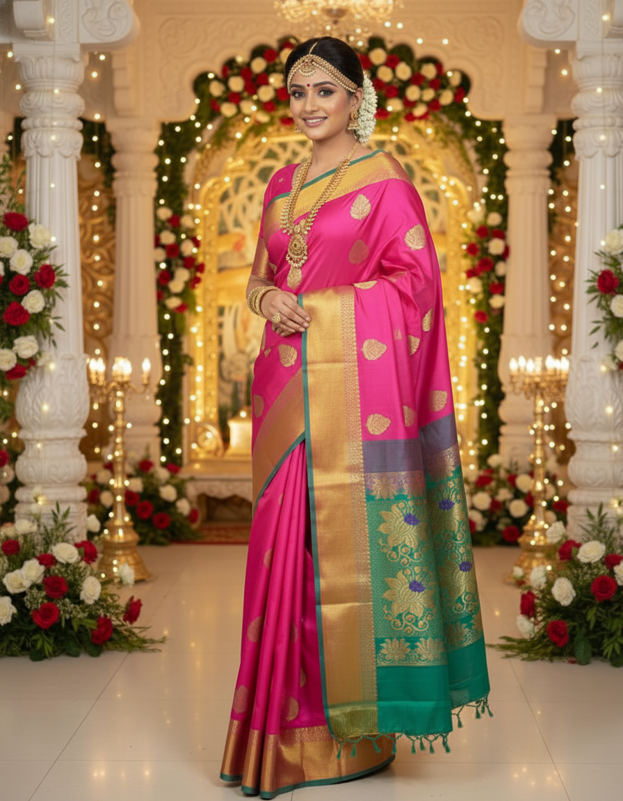 Pink Silk Woven Kanjivaram Saree|AS-0045