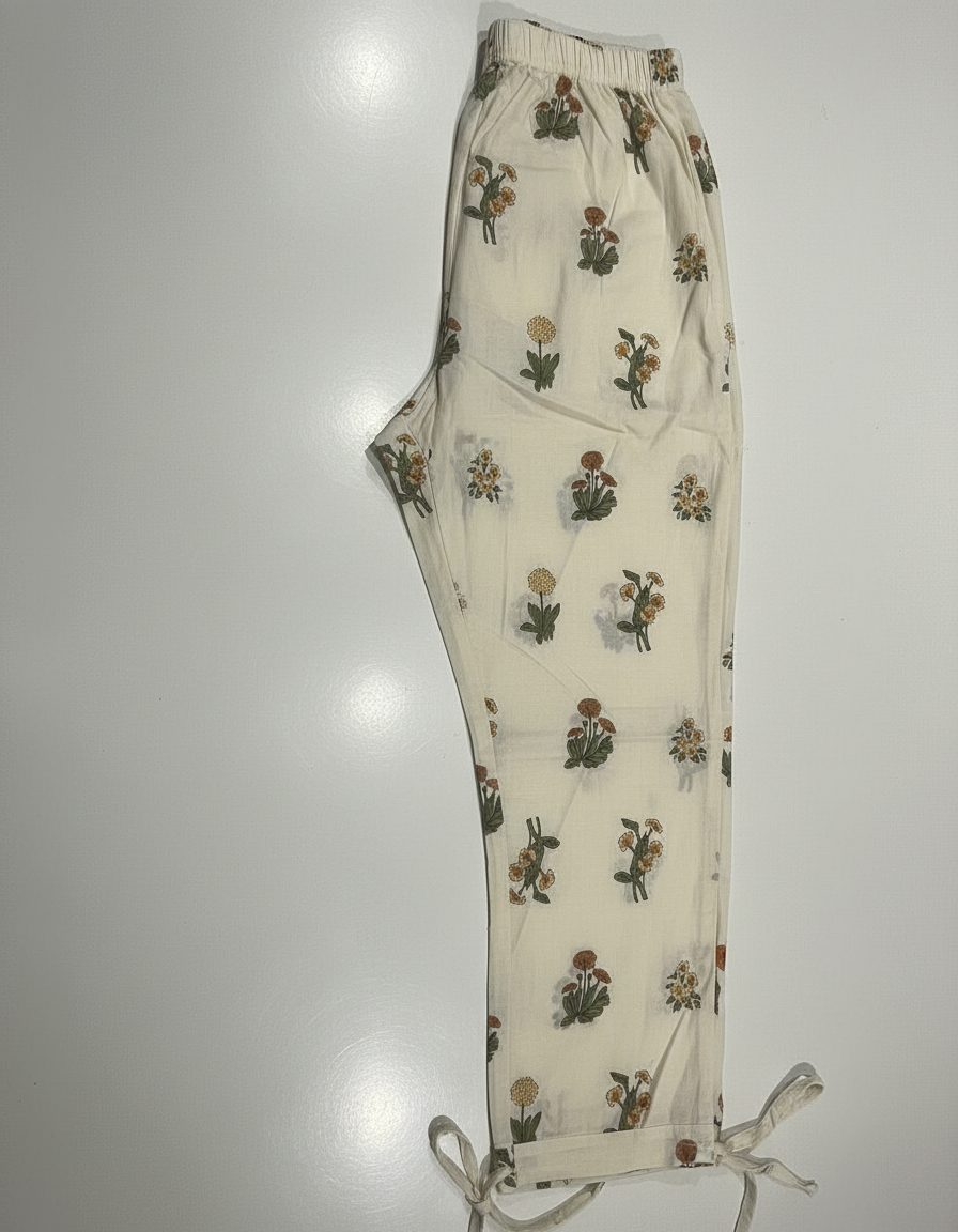 Cream Cotton Printed Salwar Suit with Dupatta| AS-00175