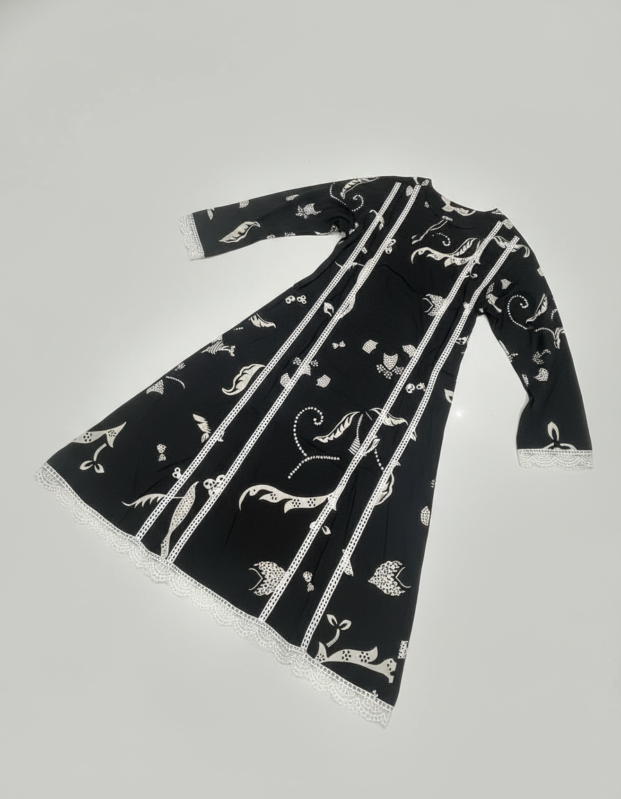 Black Cotton Printed Salwar Suit with Dupatta| AS-00176