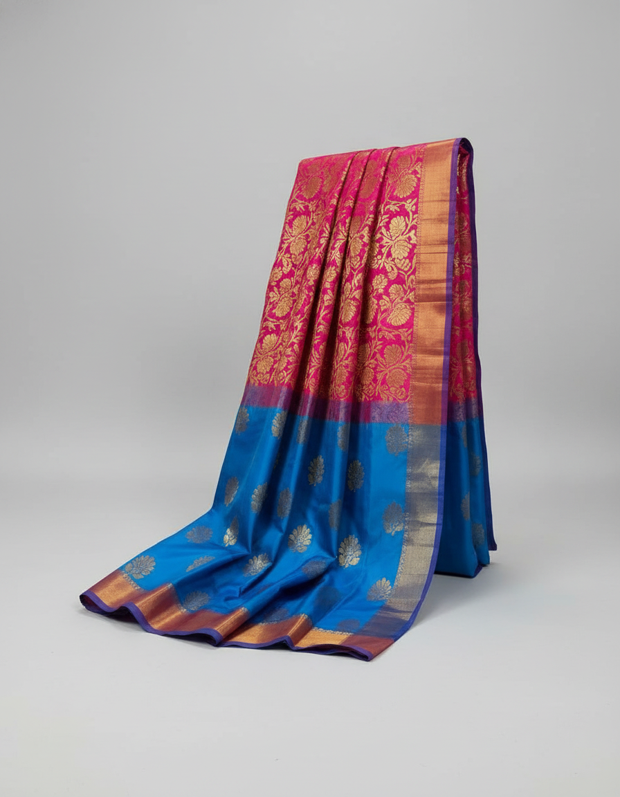 Blue Silk Saree in  with Zari Border|AS-0059