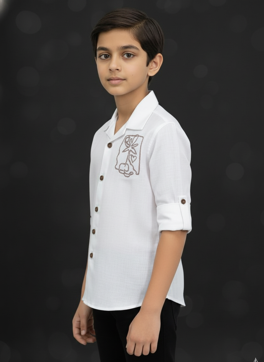 Boys' Premium Linen Blend Full Sleeves Shir | 5505