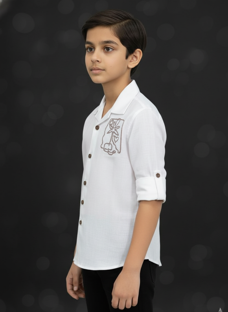 Boys' Premium Linen Blend Full Sleeves Shir | 5505