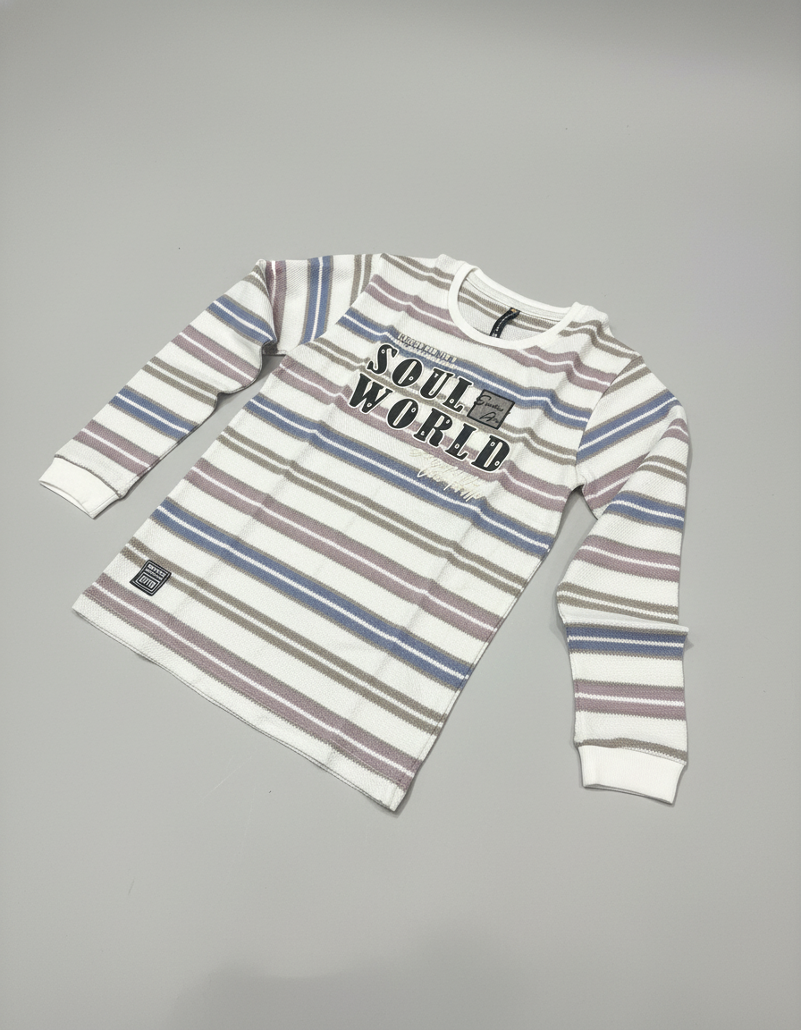 Boys' Soft Striped Long-Sleeve Tee | 5077