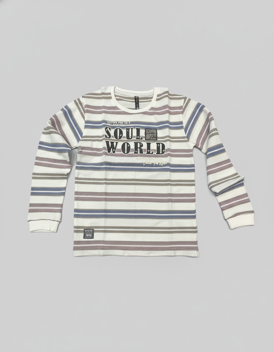 Boys' Soft Striped Long-Sleeve Tee | 5077