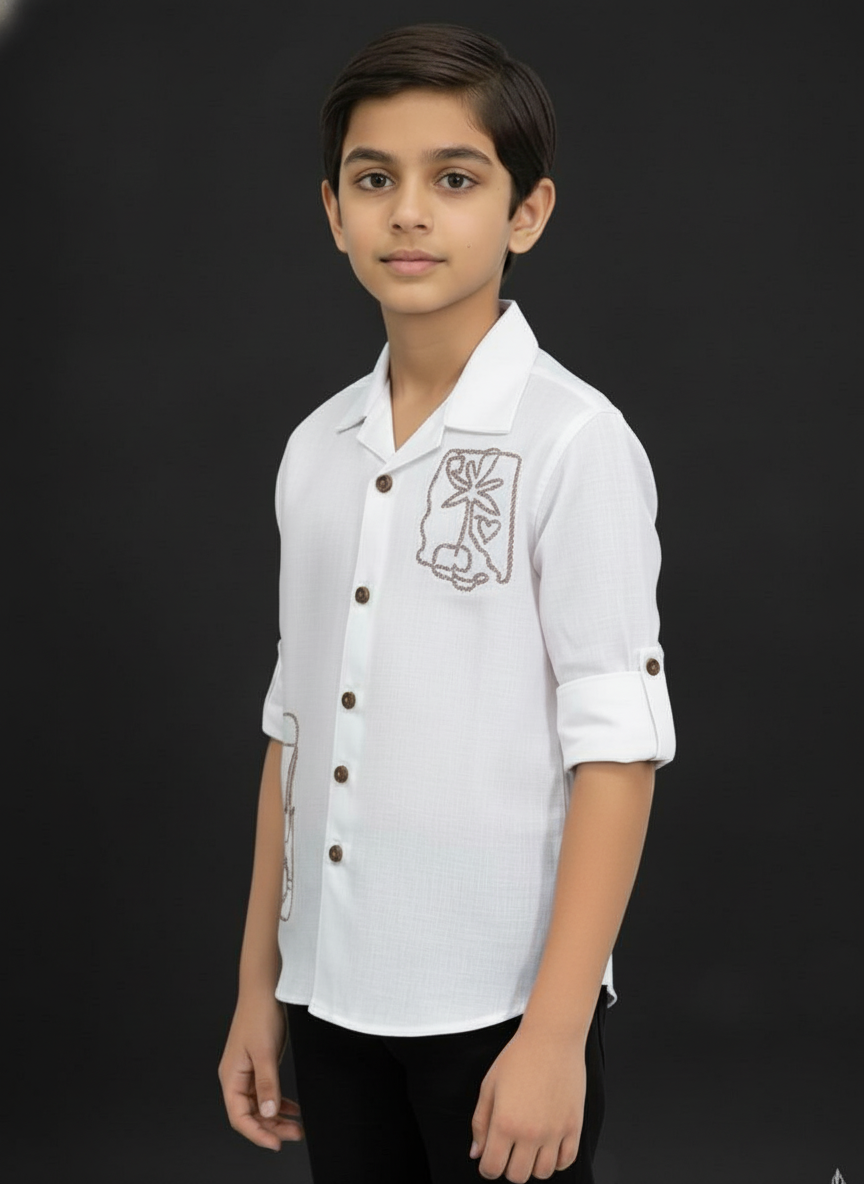 Boys' Premium Linen Blend Full Sleeves Shir | 5505